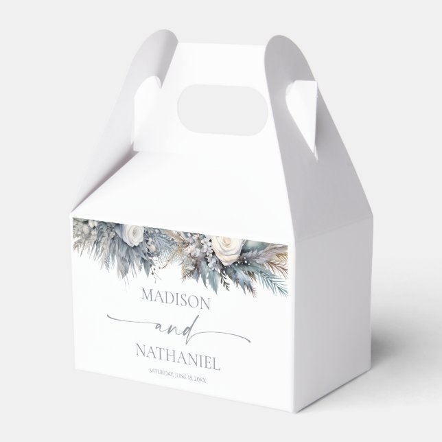 Boho Vit ros Blommigt Blomsterträdgård Bröllop Presentaskar (Framsidan Sidan)