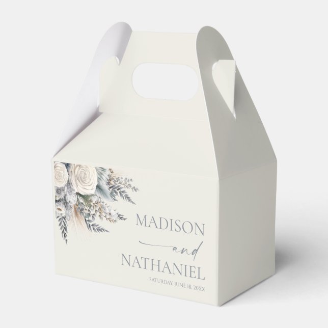 Boho Vit ros Blommigt Blomsterträdgård Bröllop Presentaskar (Framsidan Sidan)