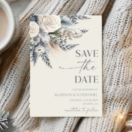 Boho Vit ros Blommigt Blomsterträdgård Bröllop Spara Datumet