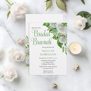 Boho Vit ros Blommigt Möhippa Brunch-inbjudan Inbjudningar