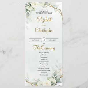 Boho Vit ros Eucalyptus Greenery Guld Program