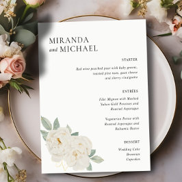 BOHO VIT ROS FLOWERS BRÖLLOP DINNER MENU