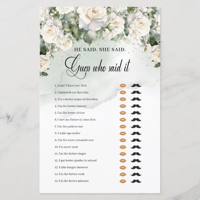 Boho Vit ros Greenery guld sa att hon sa: (Framsida)