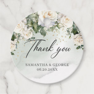 Boho Vit ros Greenery och Guld bröllop Gåvor Etiketter