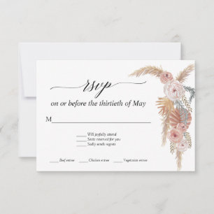 Boho Vita Blommiga Pampasgräs Tropiska Palm RSVP OSA Kort