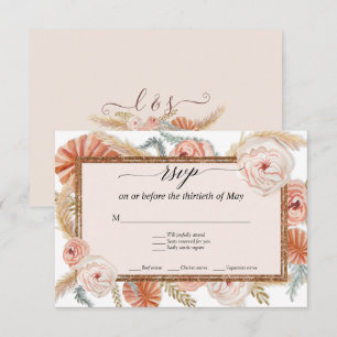 Boho Vita Blommiga Tropiska Palm Pampas Gräs RSVP OSA Kort