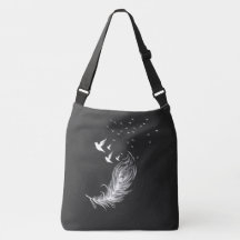 Boho vita fjädrar och flygande fåglar konstnärlig