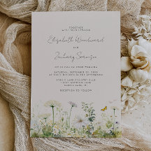 Boho vita vilda blommor akvarell blommande bröllop
