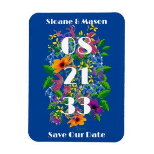 Boho Vivid Summer Blommigt Spara datum magneter