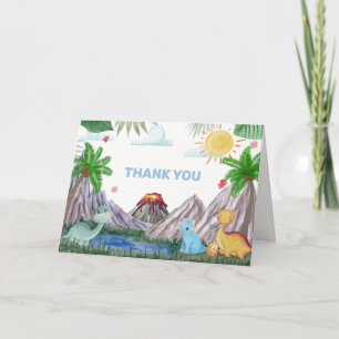 Boho Vulkan Berg Skog Dinosaurie Baby Shower Tack Kort