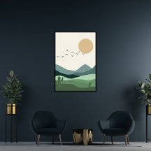 Boho wall art, Abstrakt Ligcape Sunset