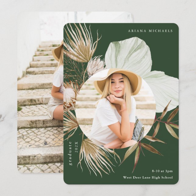 Boho WAN Two Photo Studenten Grönt Meddelande (Fram/baksida)