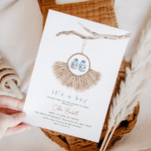 Boho Wandan Pojke Blue Tan Baby Shower