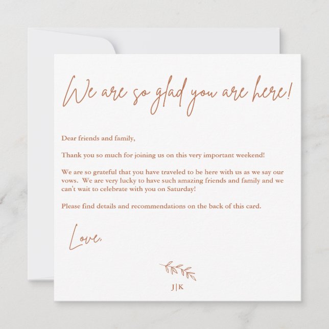 Boho Warm Bröllkorts Välkomstkort Inbjudningar (Framsida)