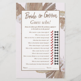 Boho Watercolo Dry Pampas Grass Möhippa Game