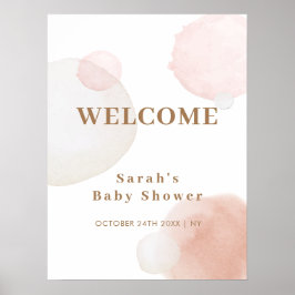 Boho Watercolor Abstrakt Baby Shower Välkommen Poster