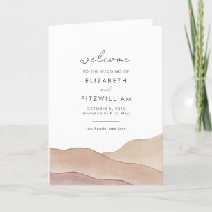 Boho Watercolor Abstrakt Bröllop Ceremony Program