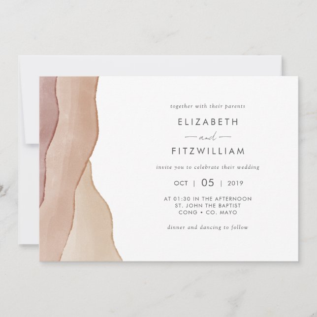 Boho Watercolor Abstrakt Bröllop Inbjudningar (Framsida)