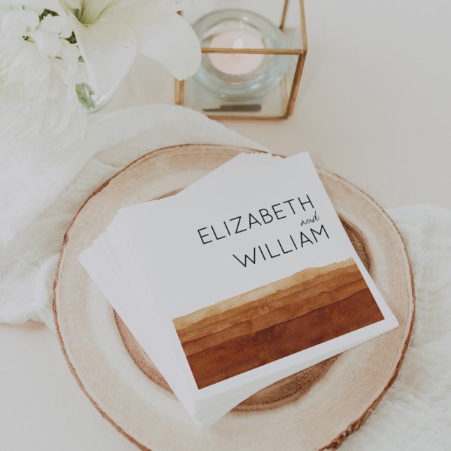 Boho Watercolor Abstrakt Desert Bröllop Pappersservett (Skapare uppladdad)