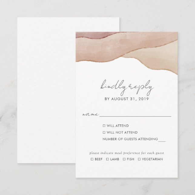 Boho Watercolor Abstrakt Meal Choice Bröllop OSA Kort (Fram/baksida)