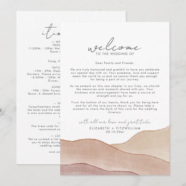 Boho Watercolor Abstrakt Välkommen Note och Interk (Fram/baksida)