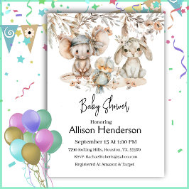 Boho Watercolor Animal Baby Shower-inbjudan Inbjudningar