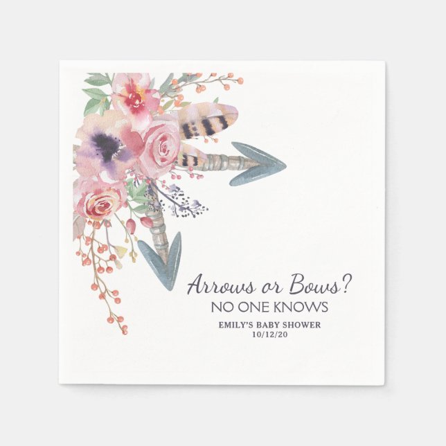 Boho Watercolor Arrows eller Bows Baby Shower Pappersservett (Framsidan)