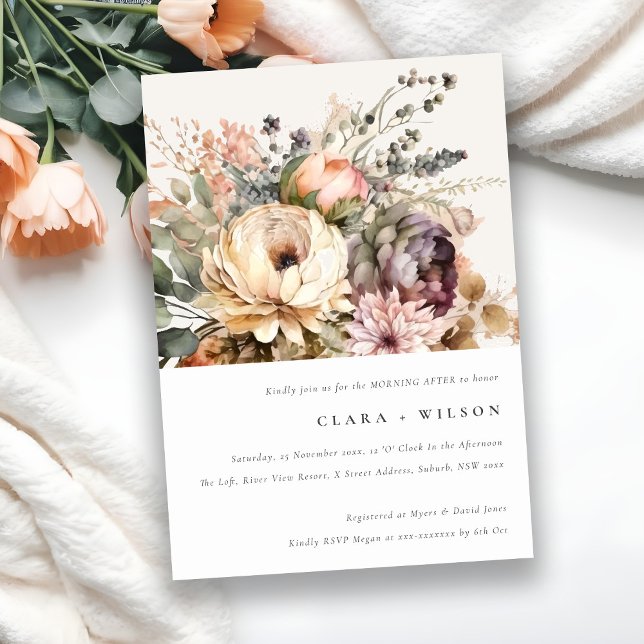 Boho Watercolor Autumn Blommigt Bunch-morgon efter Inbjudningar (Skapare uppladdad)