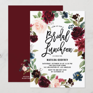 Boho Watercolor Autumn Blommigt Möhippa Luncheon Inbjudningar