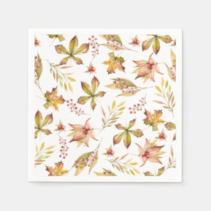 Boho Watercolor Autumn Botanical Mönster Party Pappersservett