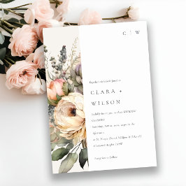 Boho Watercolor Autumn Fall Blommigt Bunch Bröllop Inbjudningar