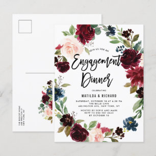 Boho Watercolor Autumn Wandeand Dinner Förlovning Inbjudan Vykort