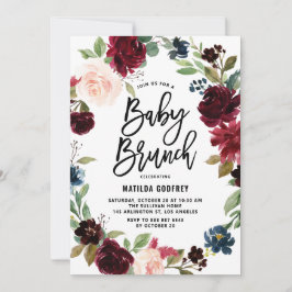 Boho Watercolor Autumn WandeBaby Shower Brunch Inbjudningar