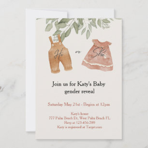 Boho Watercolor Baby Gender Reveal bjudan Inbjudningar