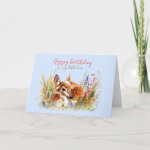 Boho Watercolor Baby Hjort Hälsning Kort