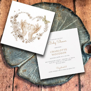 Boho Watercolor Baby Shower Baby Feet Inbjudningar