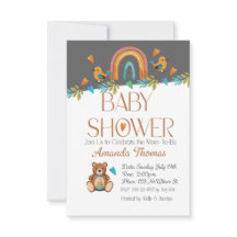 BOHO Watercolor Baby Shower-inbjudan