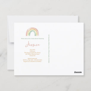 Boho Watercolor Baby Shower-inbjudan Vykort