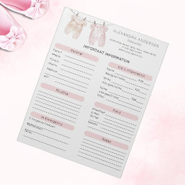 Boho Watercolor Babyvvakt Info Lakan Anteckningsblock