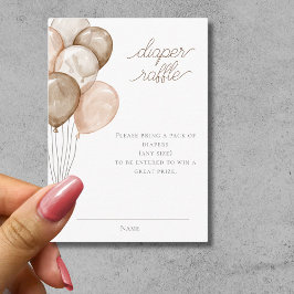 Boho Watercolor Balloon Baby Shower Diaper Raffle Tilläggskort