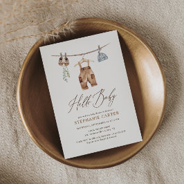 Boho Watercolor Barnkläders Boy Baby Shower Inbjudningar