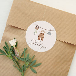 Boho Watercolor Barnkläders Boy Baby Shower Runt Klistermärke