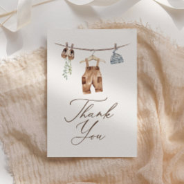 Boho Watercolor Barnkläders Boy Baby Shower Tack Kort