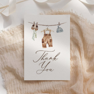 Boho Watercolor Barnkläders Boy Baby Shower Tack Kort