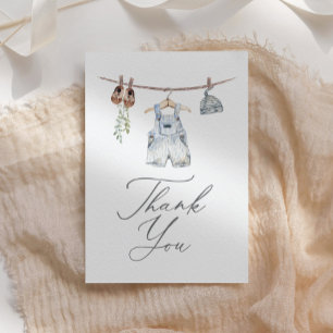 Boho Watercolor Barnkläders Boy Baby Shower Tack Kort