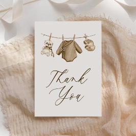 Boho Watercolor Barnkläders Boy Baby Shower Tack Kort