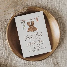 Boho Watercolor Barnkläders Girl Baby Shower Inbjudningar