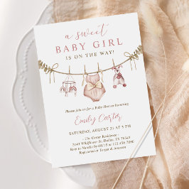 Boho Watercolor Barnkläders Girl Baby Shower Inbjudningar