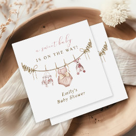 Boho Watercolor Barnkläders Girl Baby Shower Pappersservett