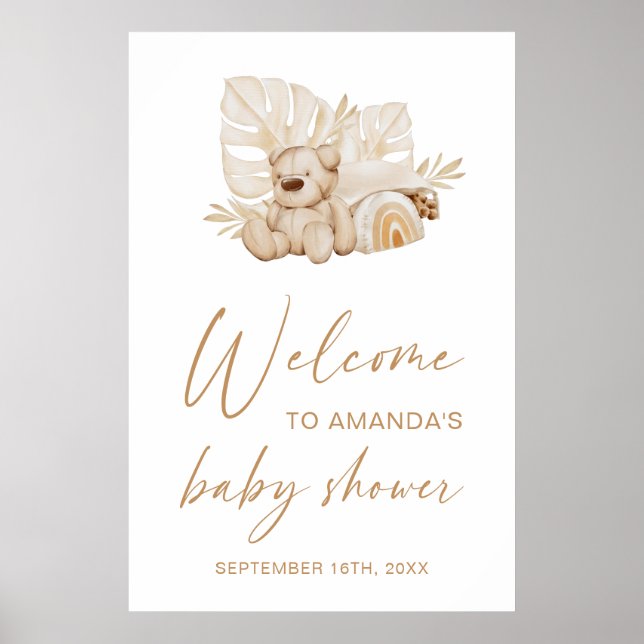 Boho Watercolor Barnrums Baby Shower Välkommen Poster (Framsidan)